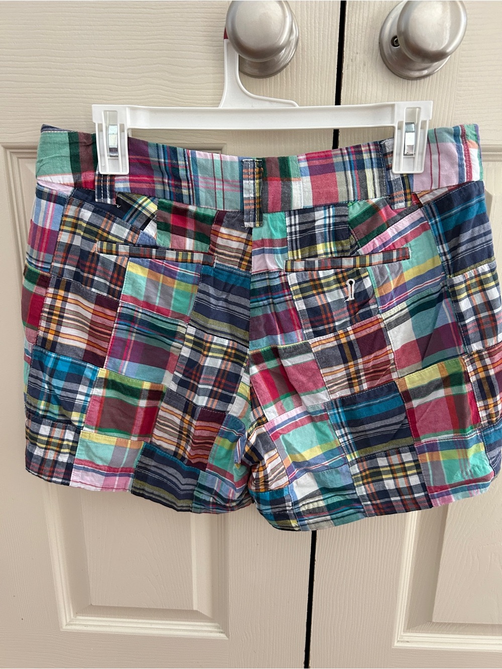 J. Crew Factory Patchwork Madras Plaid Cotton Shorts - Multicolor - Picture 2 of 2
